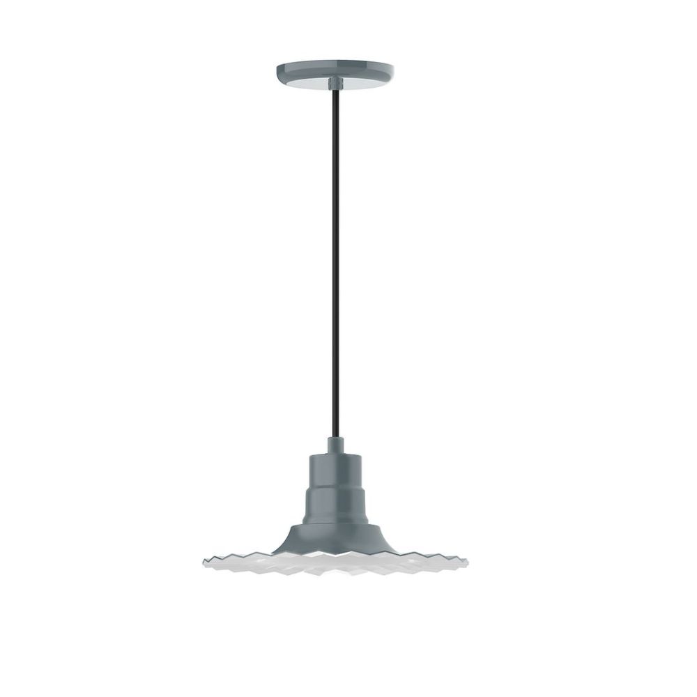 Montclair Lightworks PEB158-40-C16 12" Radial Shade, Pendant With Navy Mini Tweed Fabric Cord And Canopy, Slate Gray